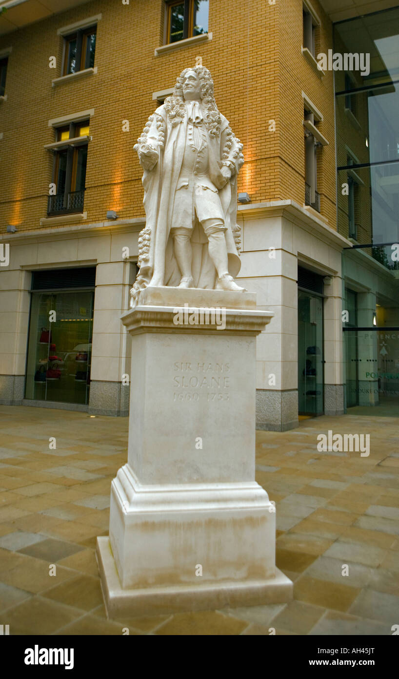 Statue of Sir Hans Sloane (1660 to 1733) near Kings Road London Stock Photo