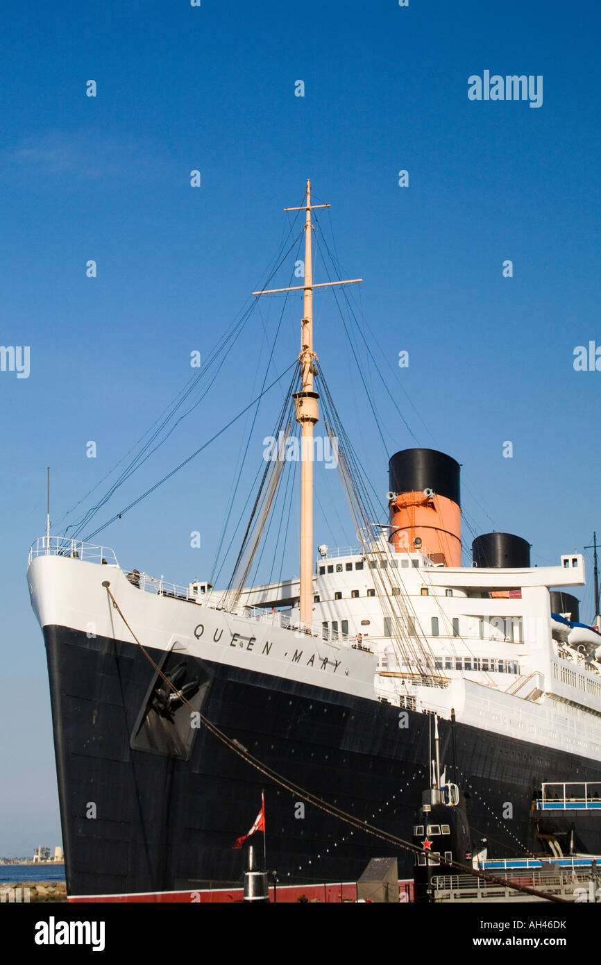 The classic luxury liner The Queen Mary is seen permanently docked in
