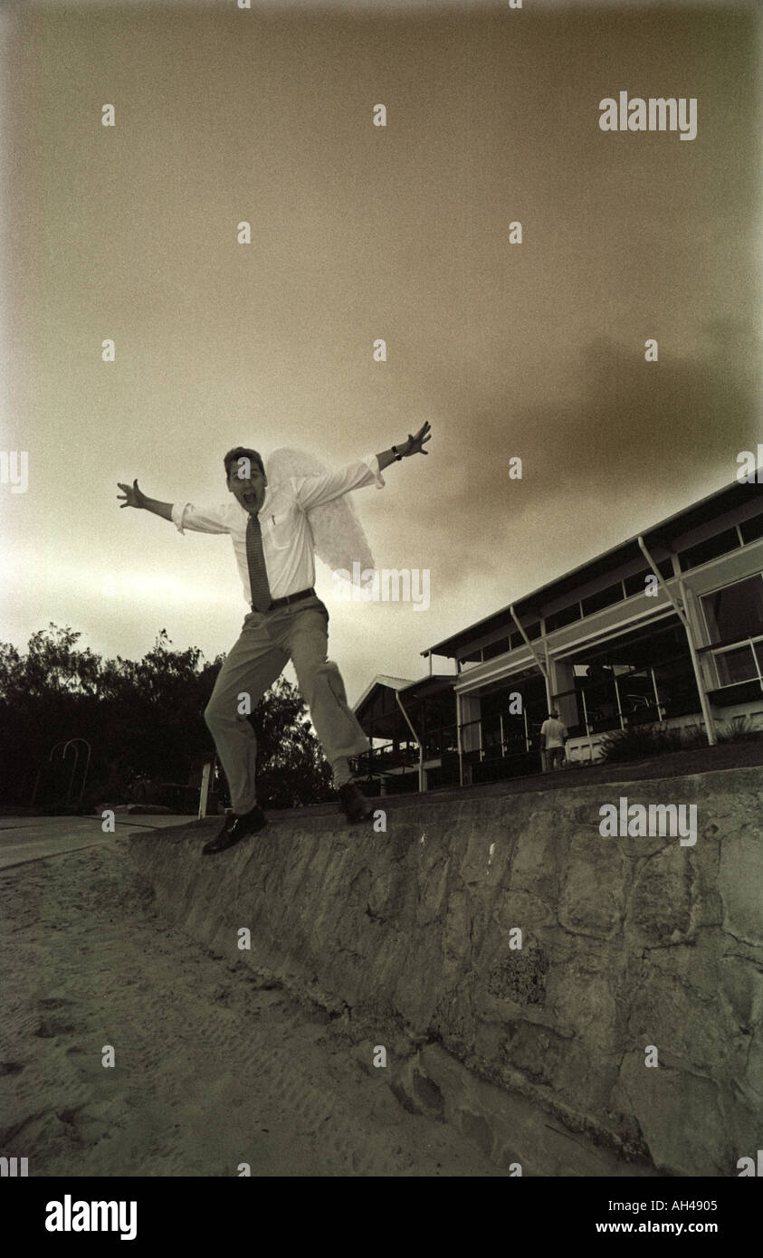 series angel TV television reporter jumping flying leaping 2062 Stock