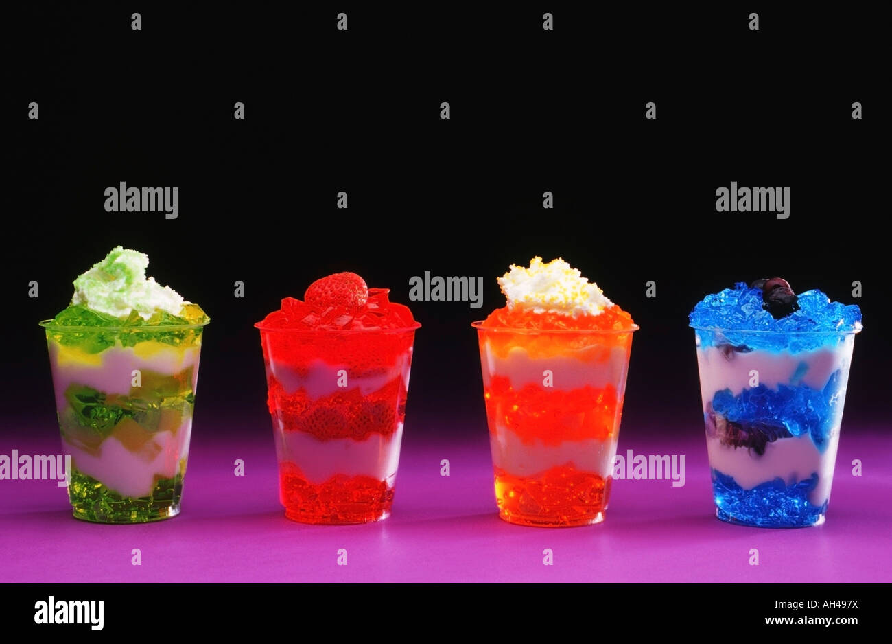 Four cups of jelly Stock Photo