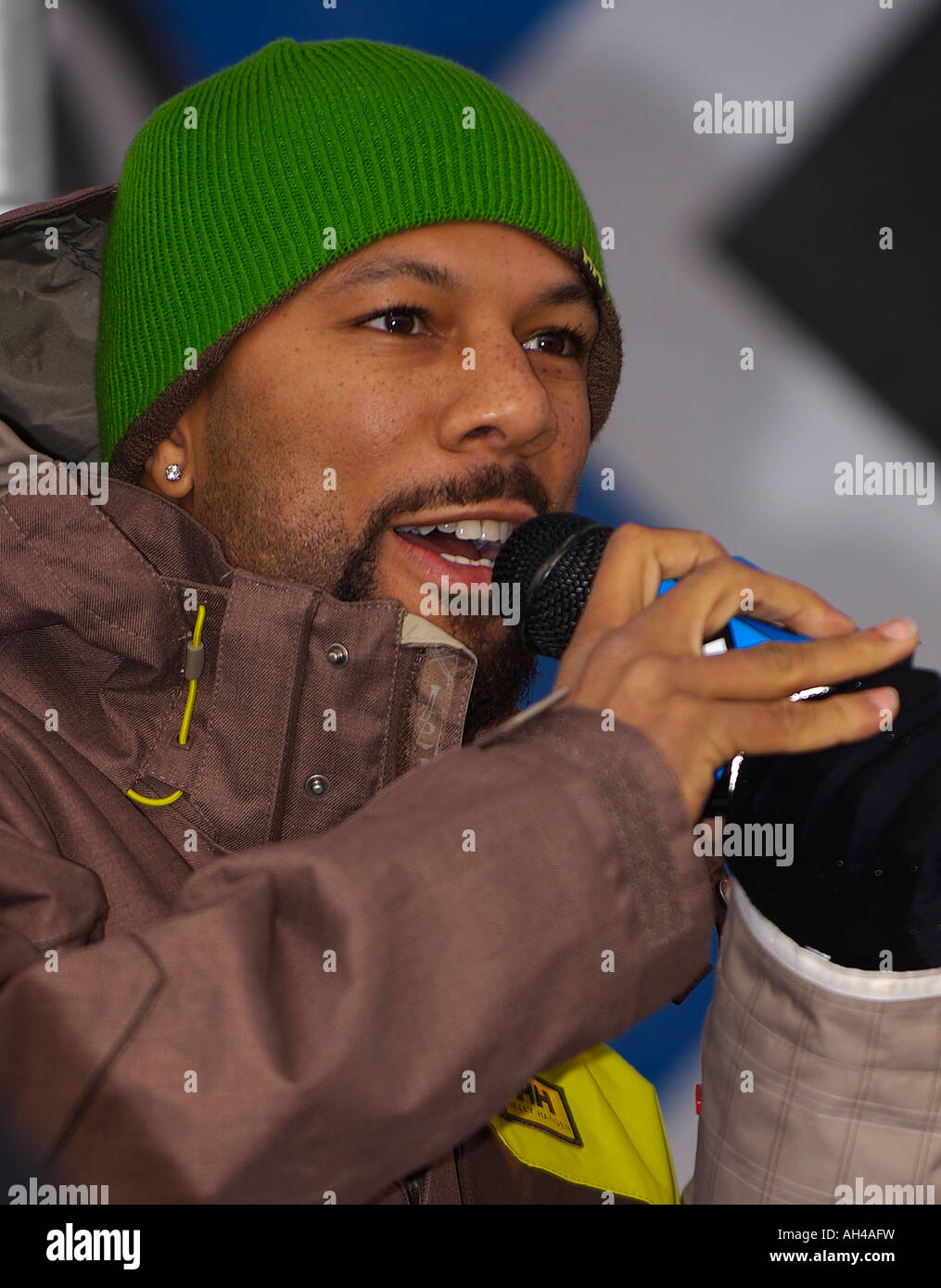 Grammy Award Winning Rapper Common at the 2007 ESPN Winter X Games 11 Snowboard Slopestyle Medal Ceremony at Buttermilk Mountain Stock Photo