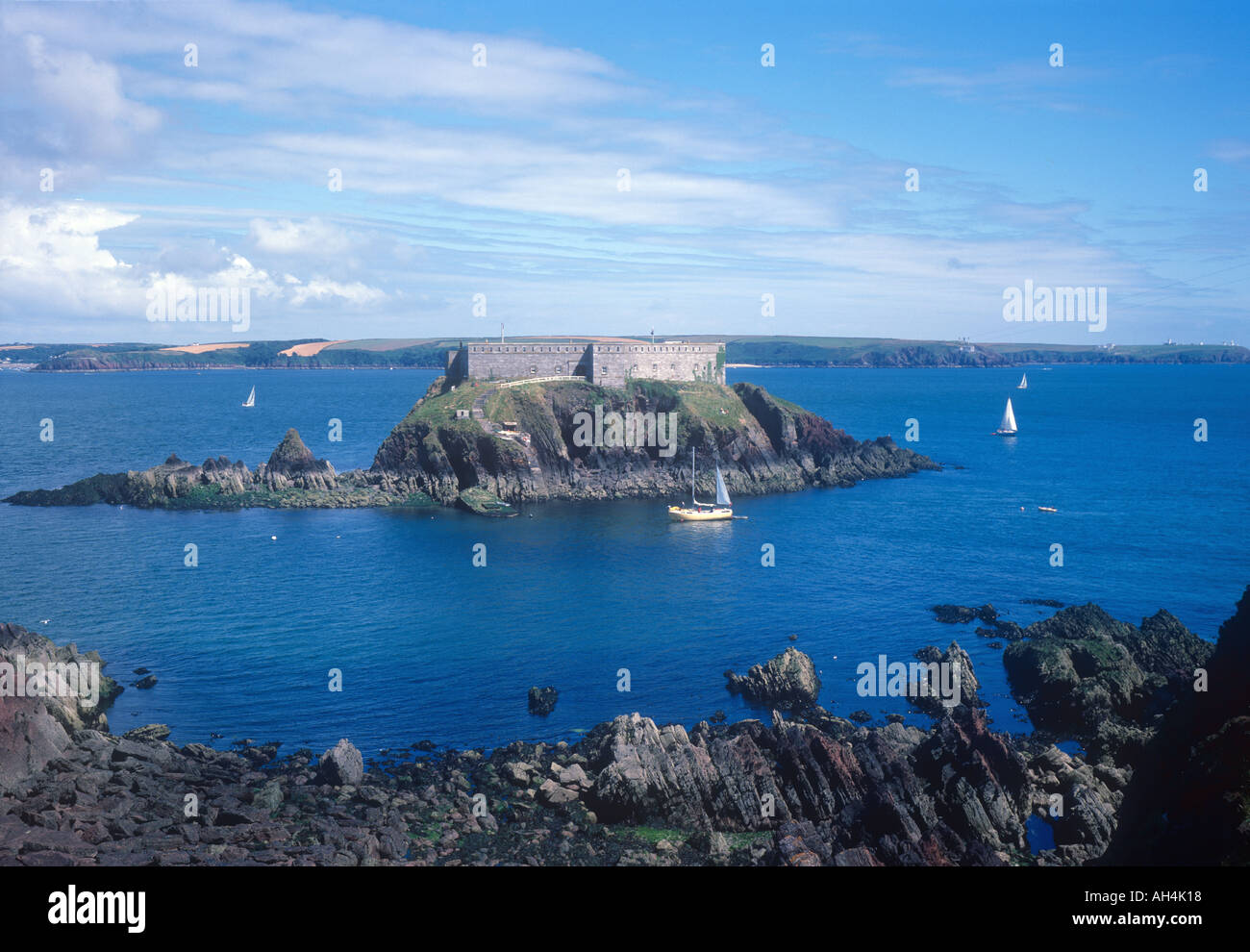 Thorn Island and Milford Haven Estuary from West Angle Bay