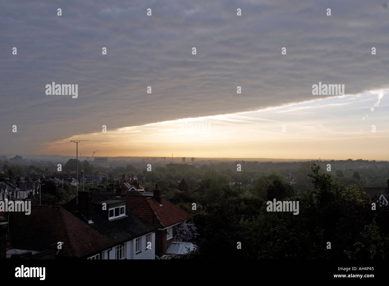 Cloud edge of a weather front in muswell hill north London  Stock Photo