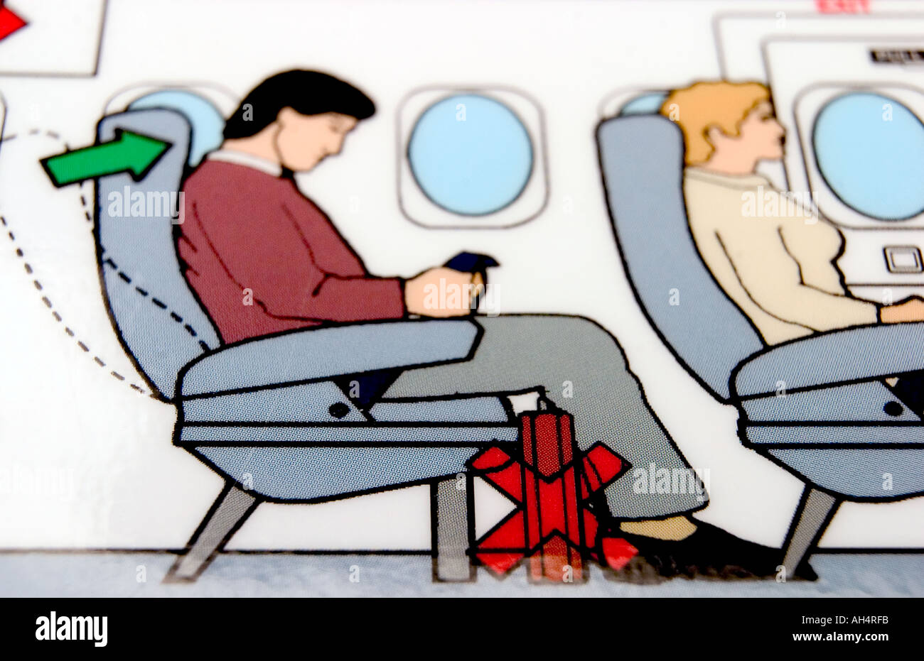 Passenger safety instructions of a plane Stock Photo Alamy