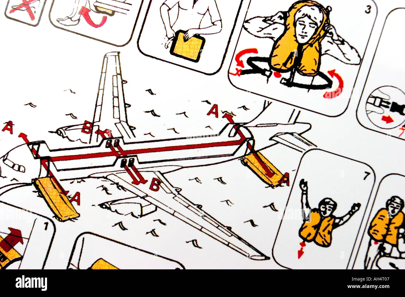 Passenger safety instructions of a plane Stock Photo Alamy