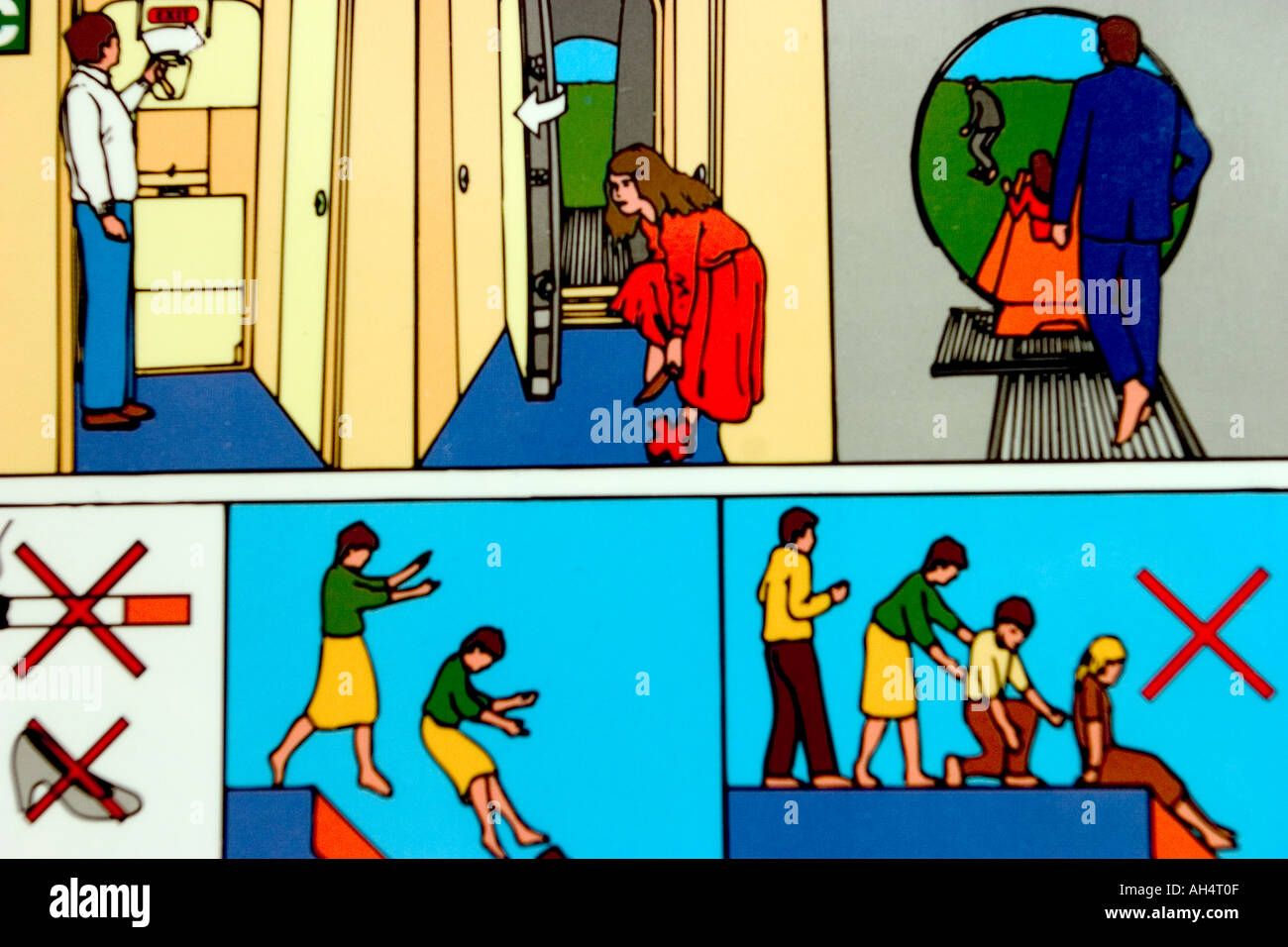 Passenger safety instructions of a plane Stock Photo Alamy