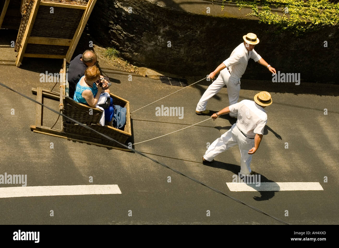 Madeira Monte toboggan ride with two passengers Stock Photo Alamy