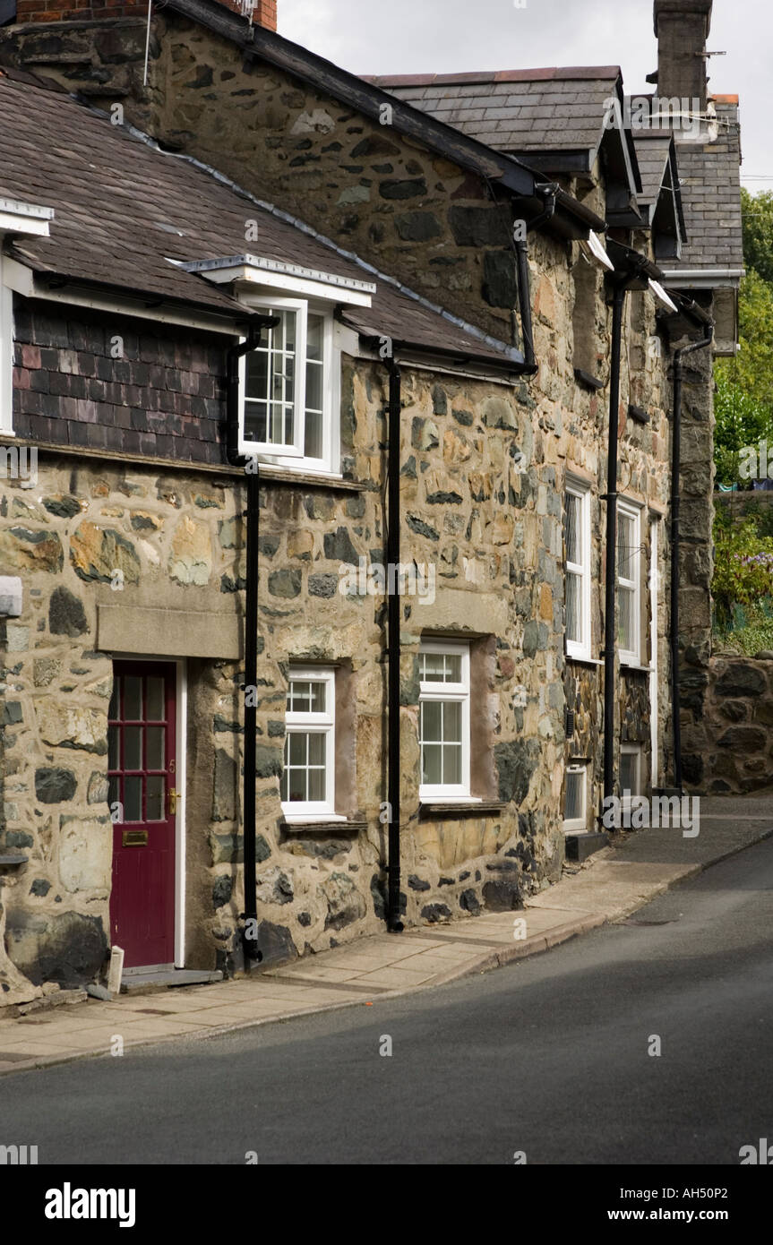 Row of traditional workers cottages now second homes Dolgellau