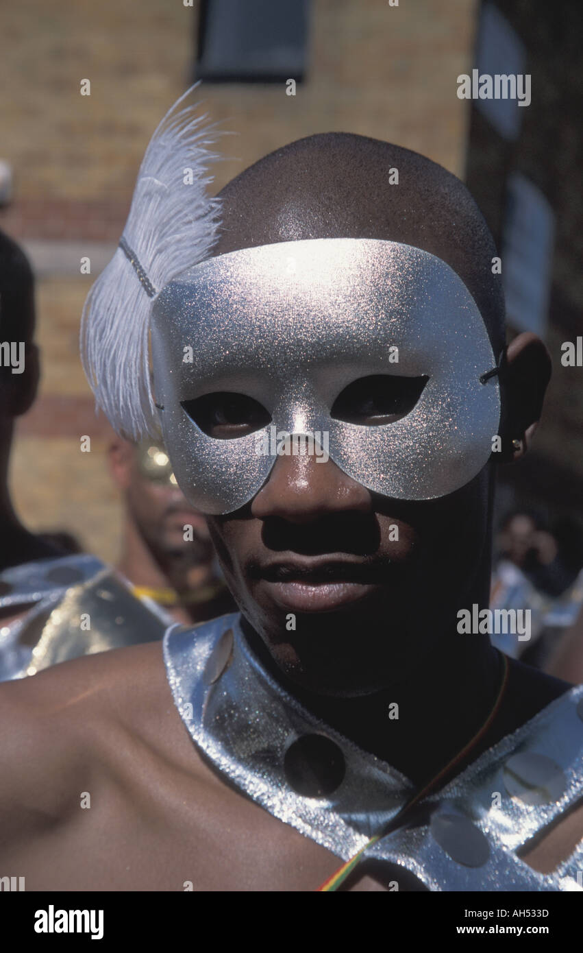 Man wearing a mask at the Notting Hill carnival London Stock Photo - Alamy