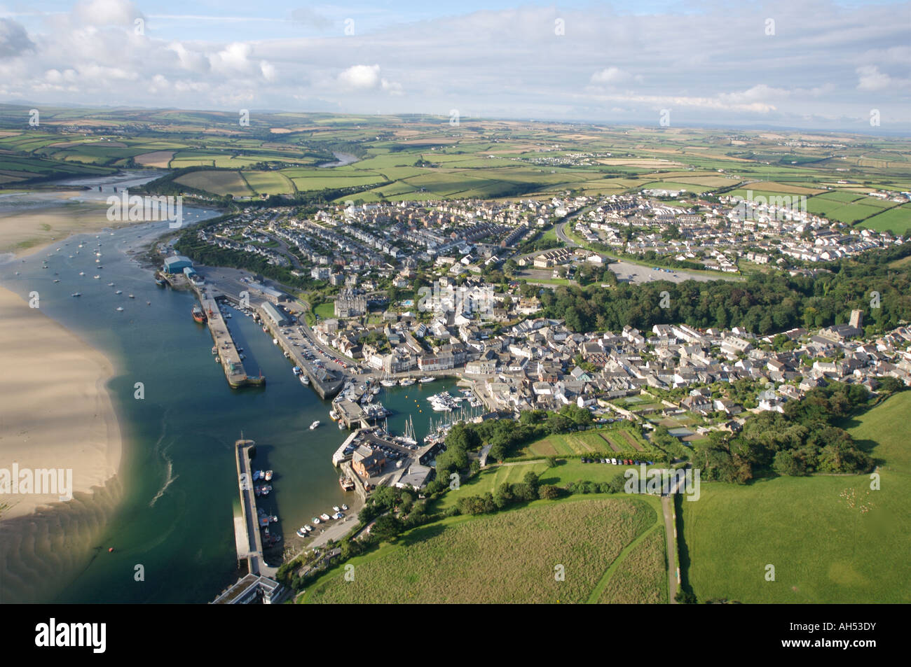 Aerial views looking at Padstow Cornwall. UK Stock Photo Alamy
