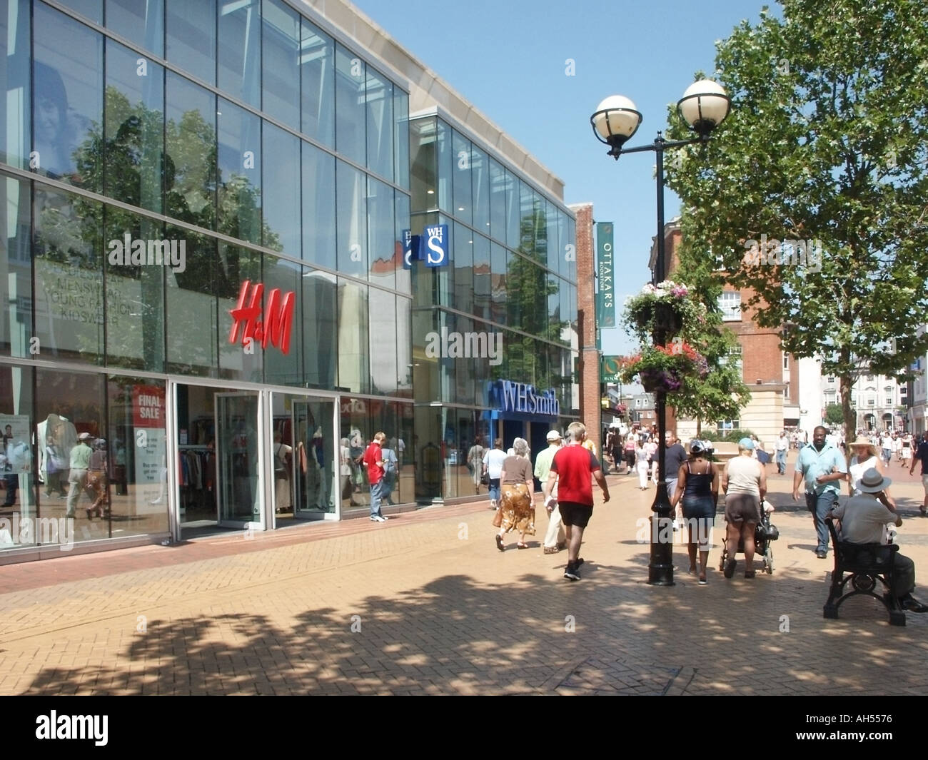Chelmsford Essex part of the High Street including W H Smiths H M store and  Ottakars bookshop England UK Stock Photo - Alamy
