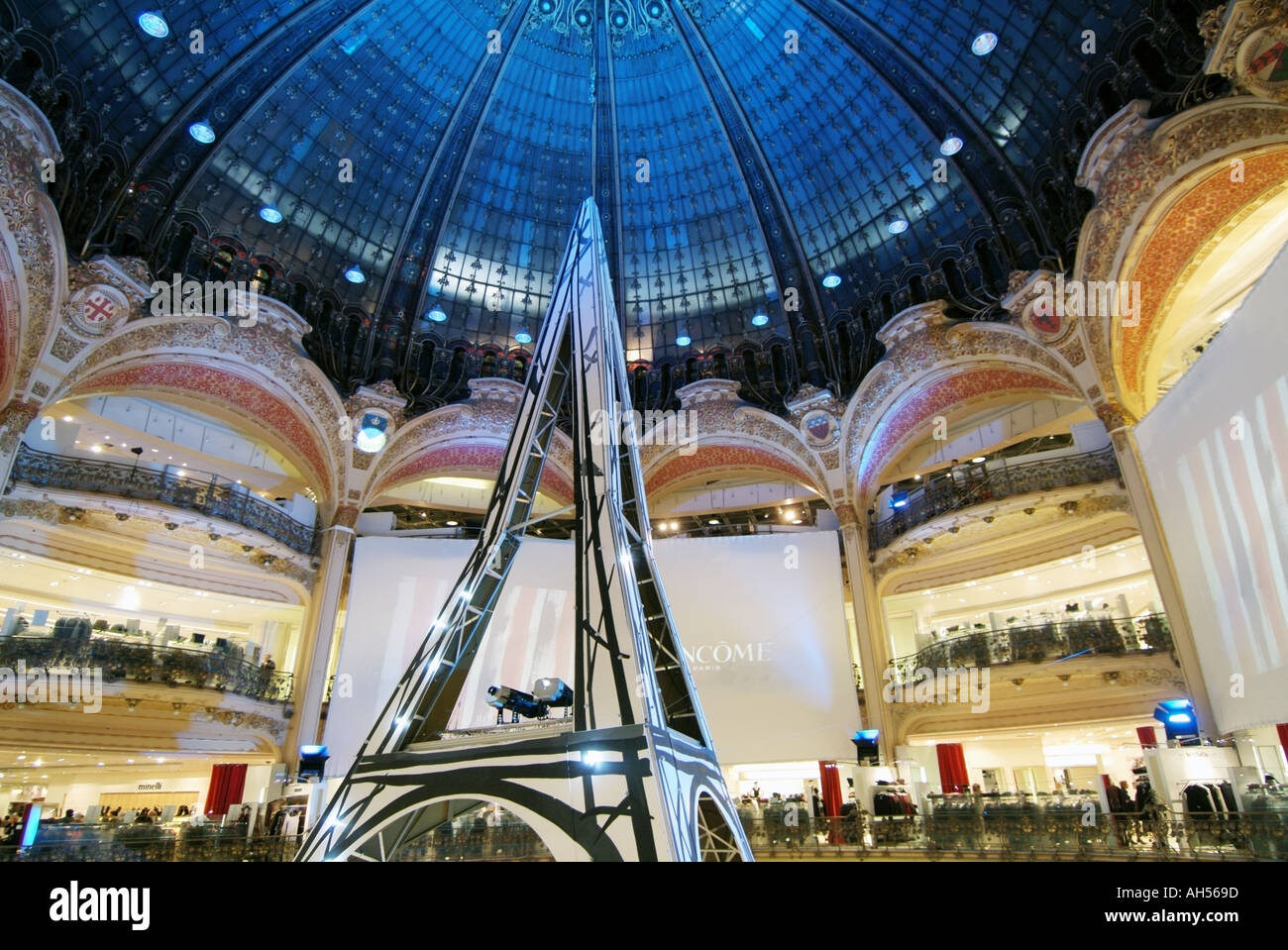 Paris Galeries Lafayette department store interior lighting display