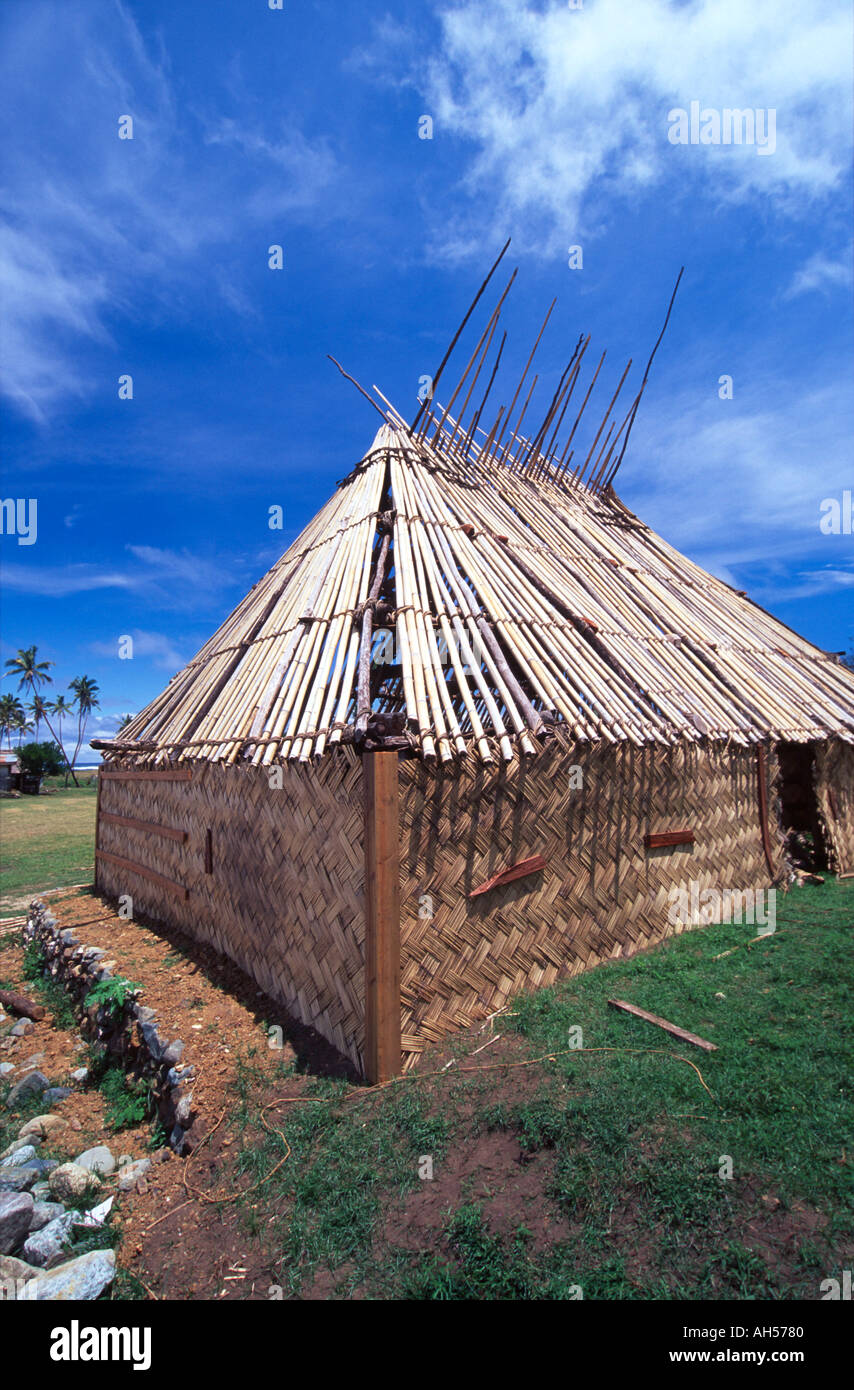 Traditional Bure Vatukarasa Village Fiji Stock Photo
