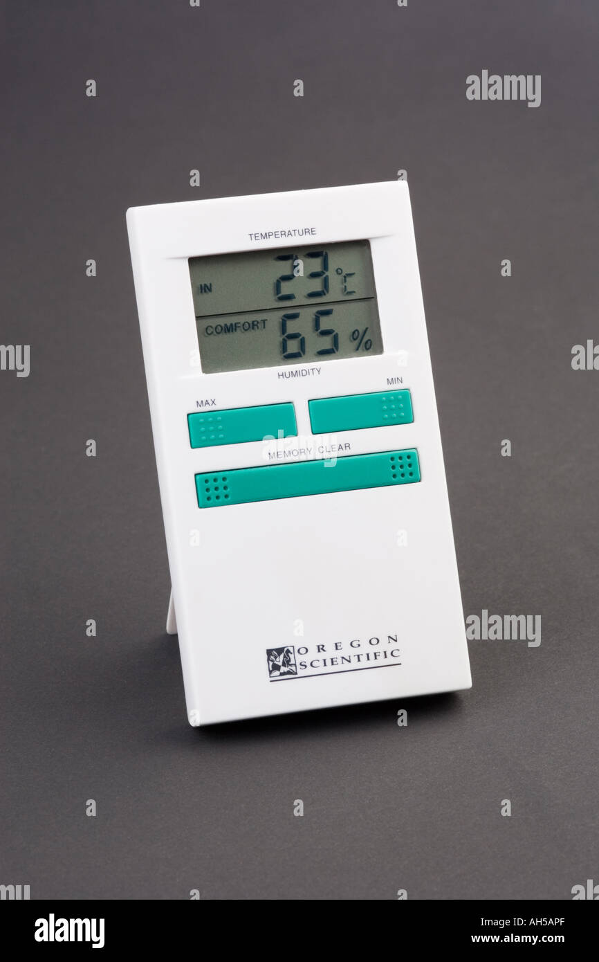 digital hygrometer and thermometer Stock Photo