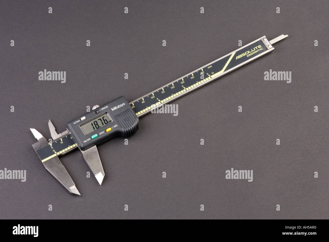 A digital caliper used to measure the size of parts Stock Photo