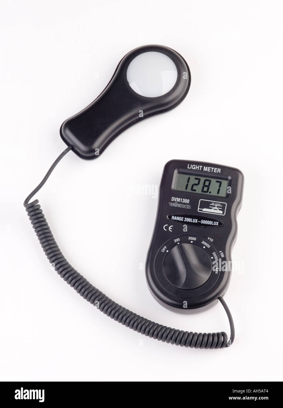 a digital light meter for measuring ambient light, often used for checking lighting in work and office rooms Stock Photo