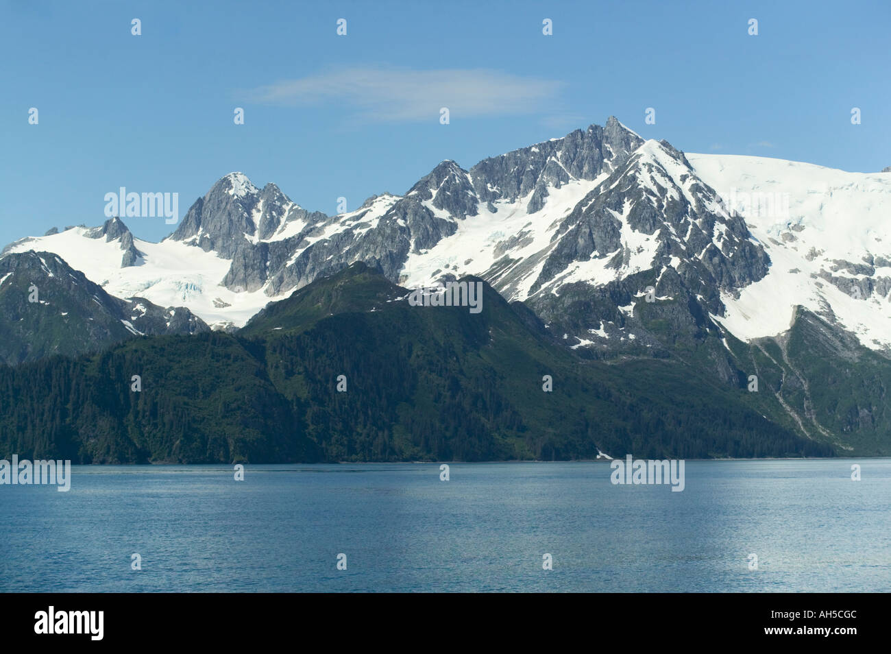 Mountains along Aialik Bay in Kenai Fjords National Park Alaska USA Stock Photo