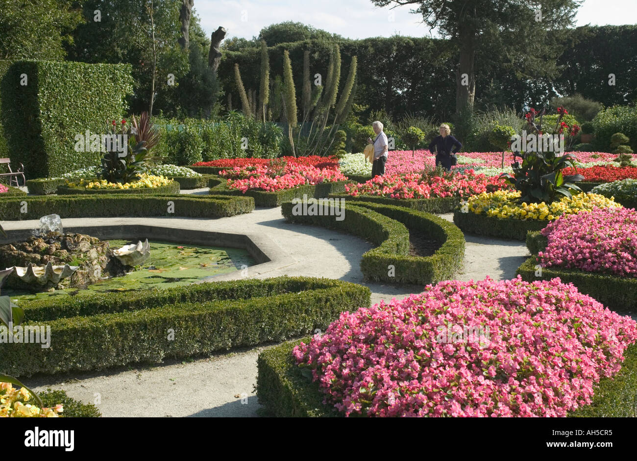 The French garden in the Formal Gardens Mt Edgcumbe Country Park Plymouth Cornwall Great Britain Stock Photo