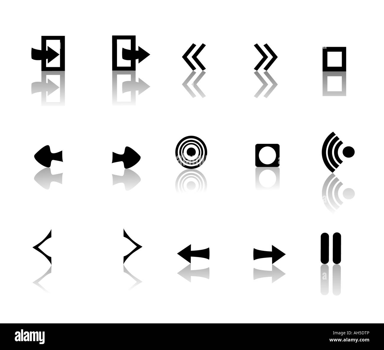 black and white reflective media icon set Stock Photo - Alamy