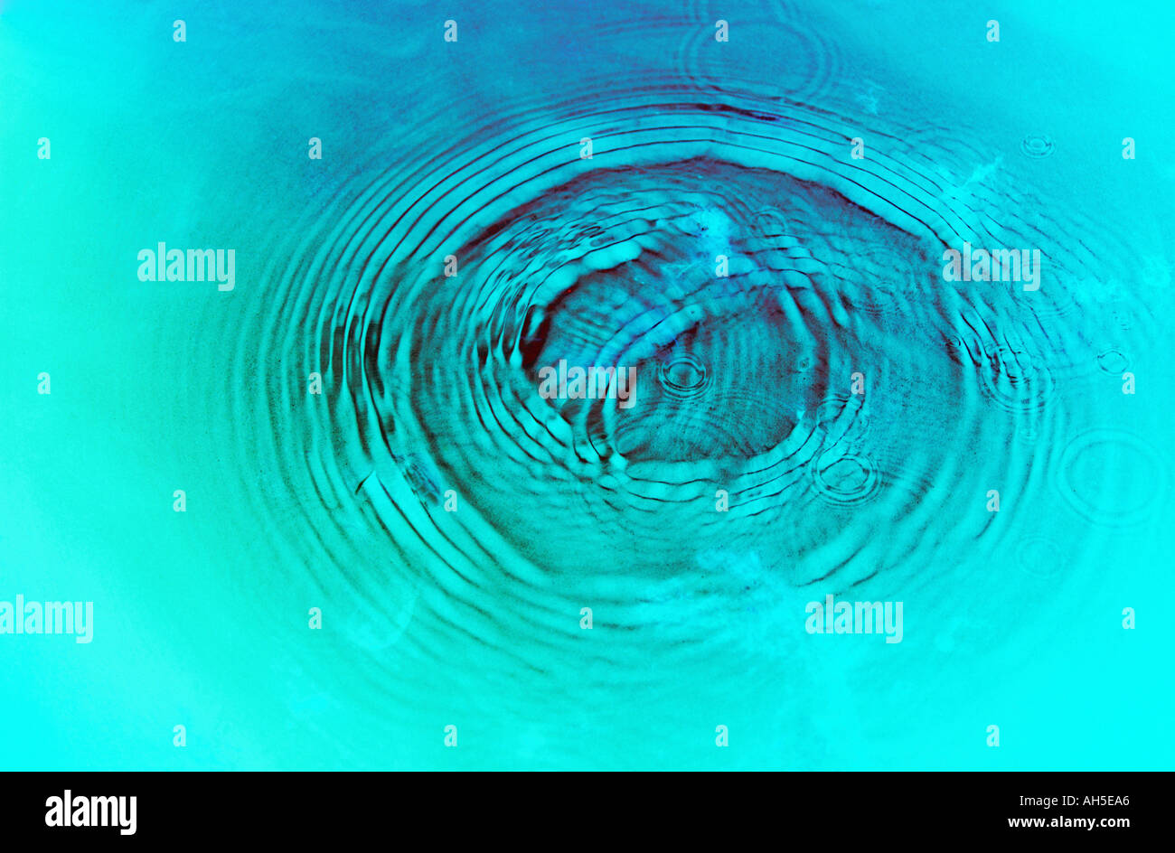 Multiple ripples in turquoise colour water Stock Photo