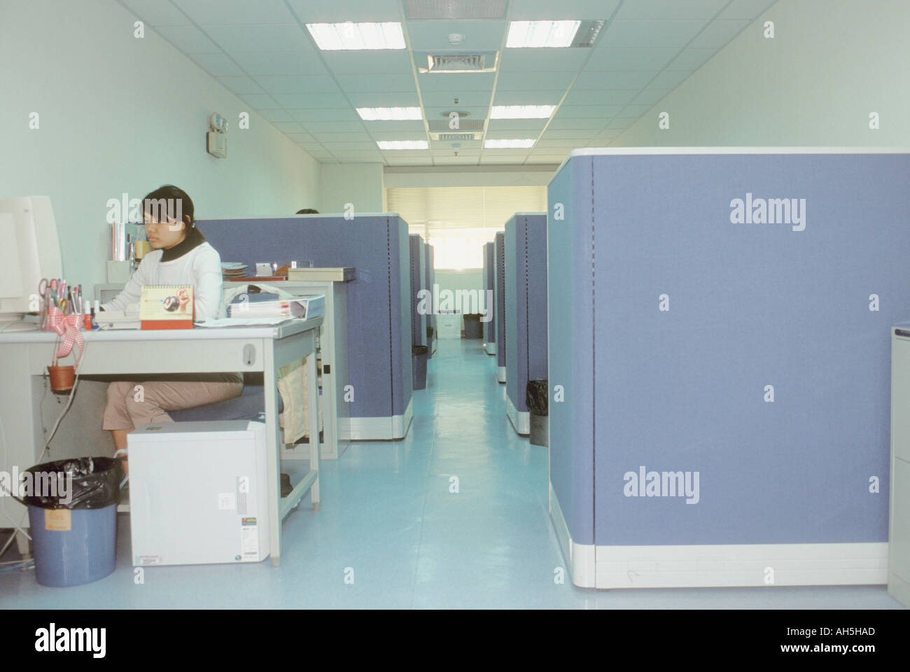 Clerk At Desk Office Cubicles In Hospital Taiwan China Stock Photo