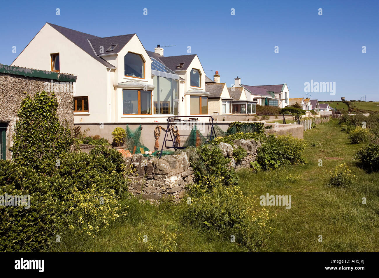 UK Northern Ireland County Down Coney Island seafront houses Stock