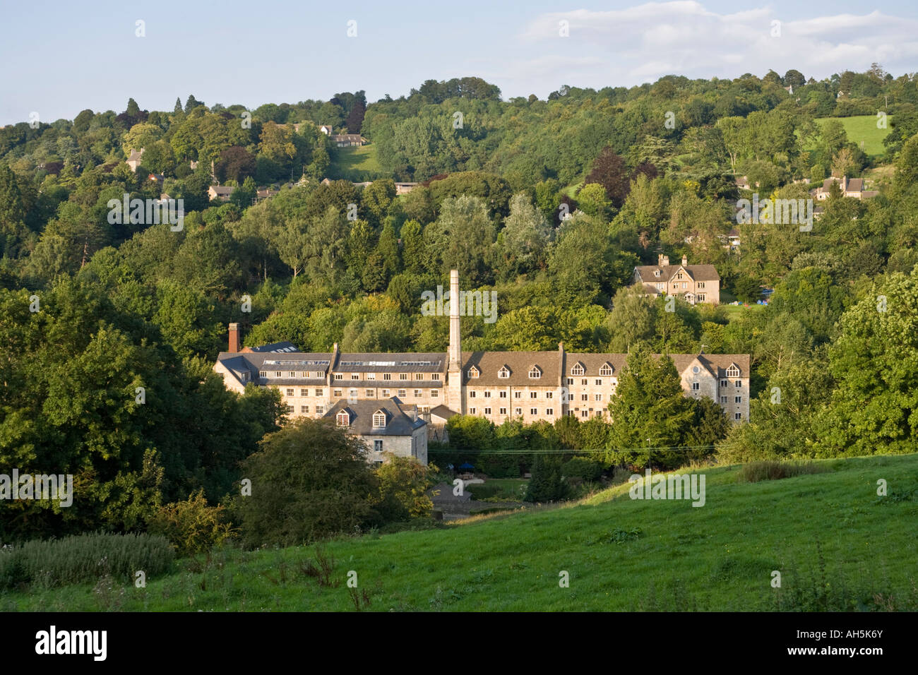 Dunkirk Mills near the Cotswold town of Nailsworth, Gloucestershire - Once a woollen mill and now converted to accommodation. Stock Photo
