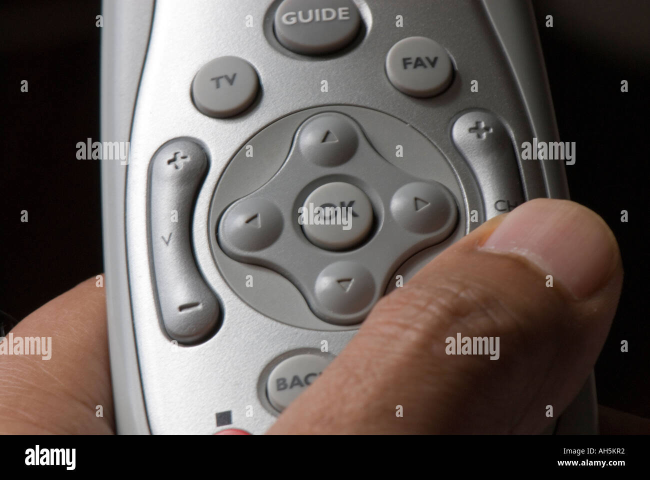 Using TV remote control to change channels Stock Photo Alamy