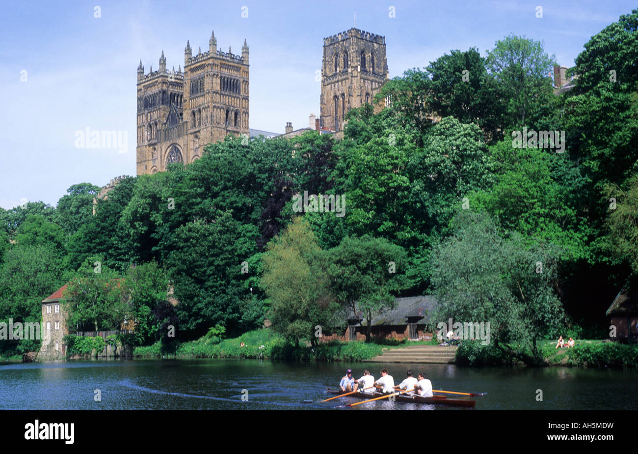 Durham Cathedral, River Wear, rowing boat Stock Photo