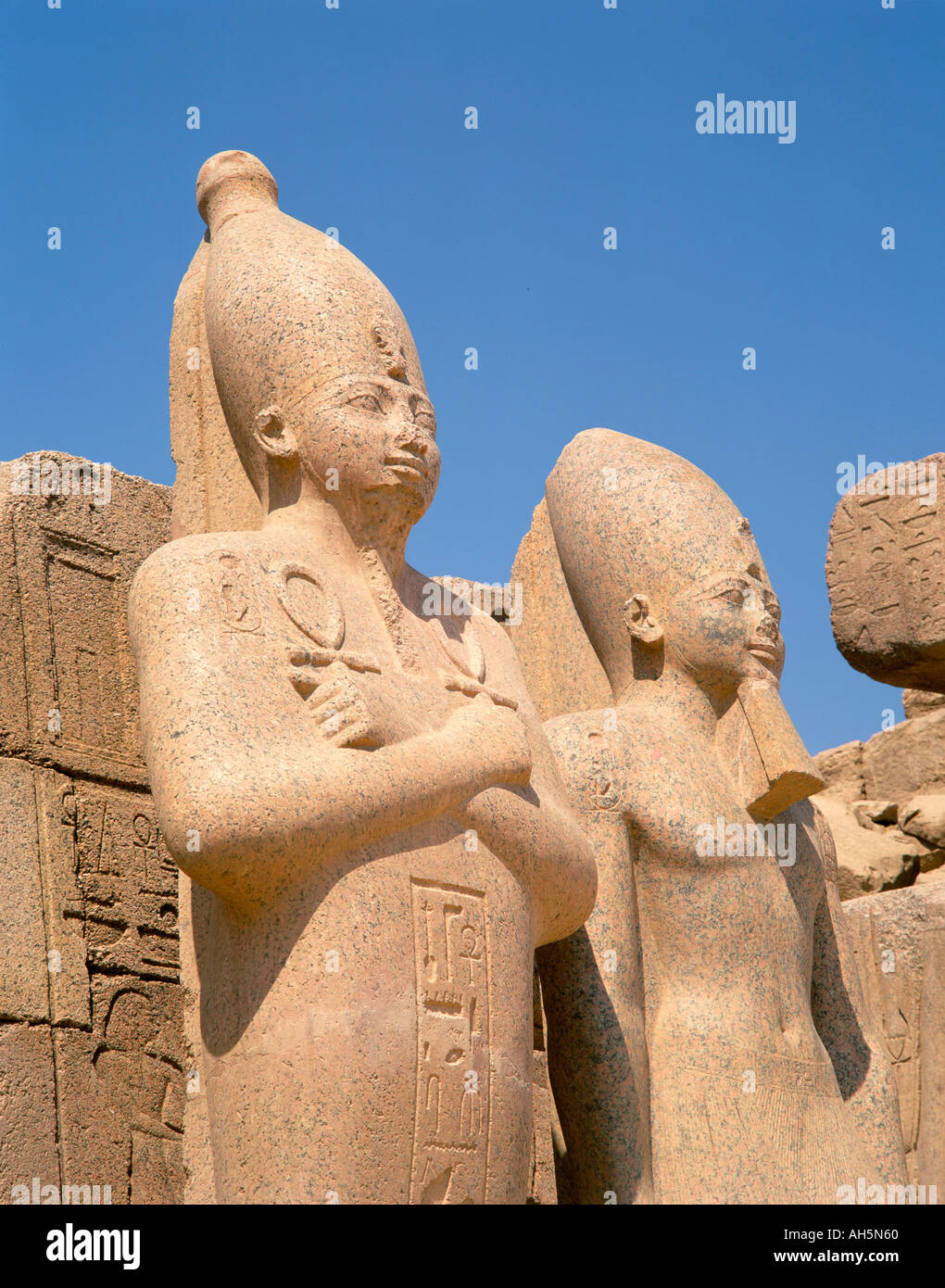 Statue of Middle Kingdom pharaoh Temple of Amun Karnak World Heritage Site Thebes Egypt North Africa Africa Stock Photo