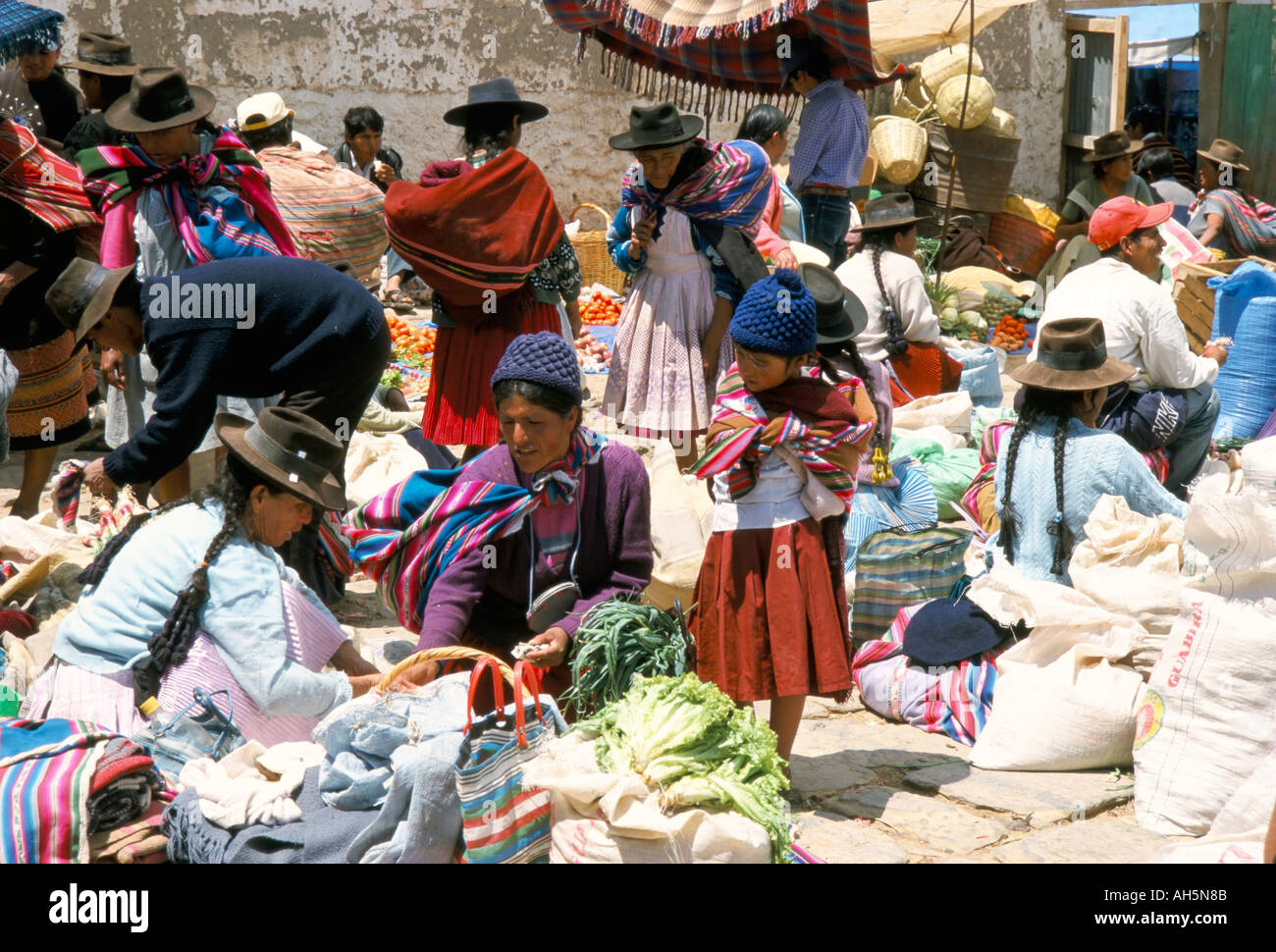 Sunday market at Tarabuco near Sucre Bolivia South America Stock Photo