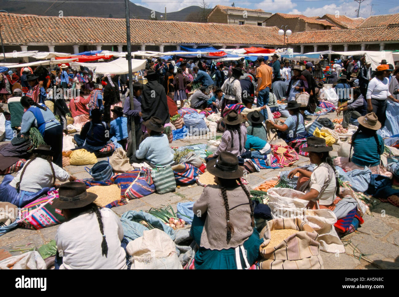 Sunday market at Tarabuco near Sucre Bolivia South America Stock Photo