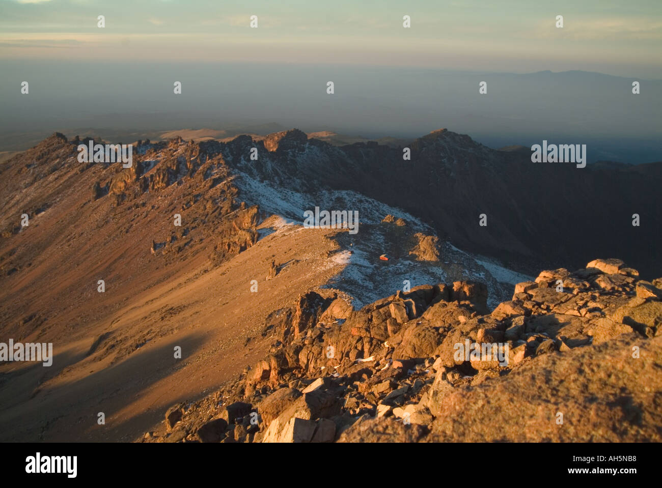 Sunrise on top of point Lenana 4985m. Mount Kenya, Africa Stock Photo