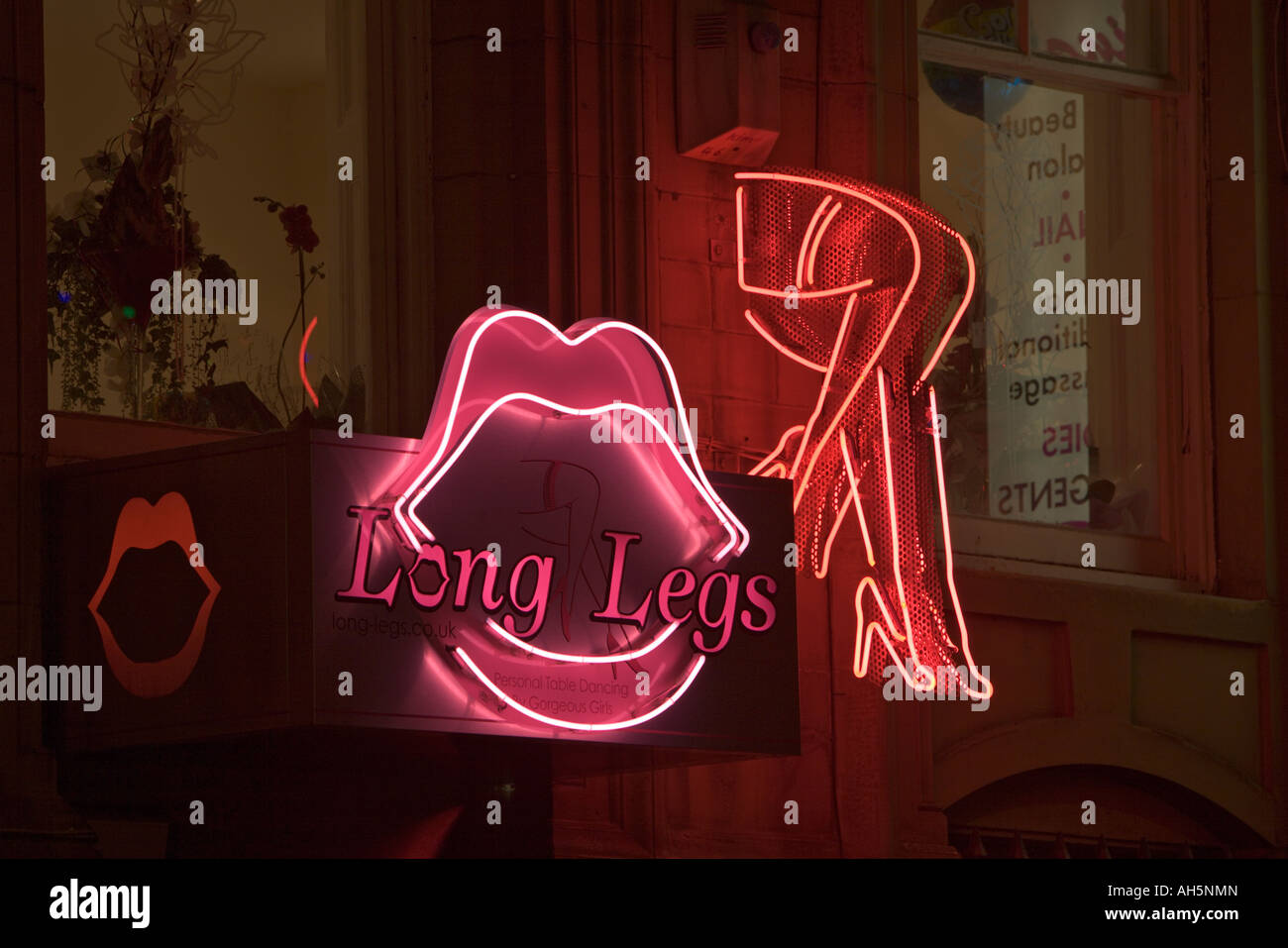 Long Legs nightclub sign China Town Manchester city centre Stock