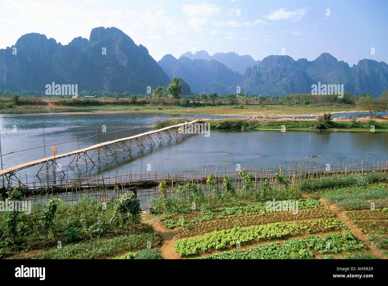 Bamboo bridge Vang Vieng Laos Indochina Southeast Asia Asia Stock Photo Alamy