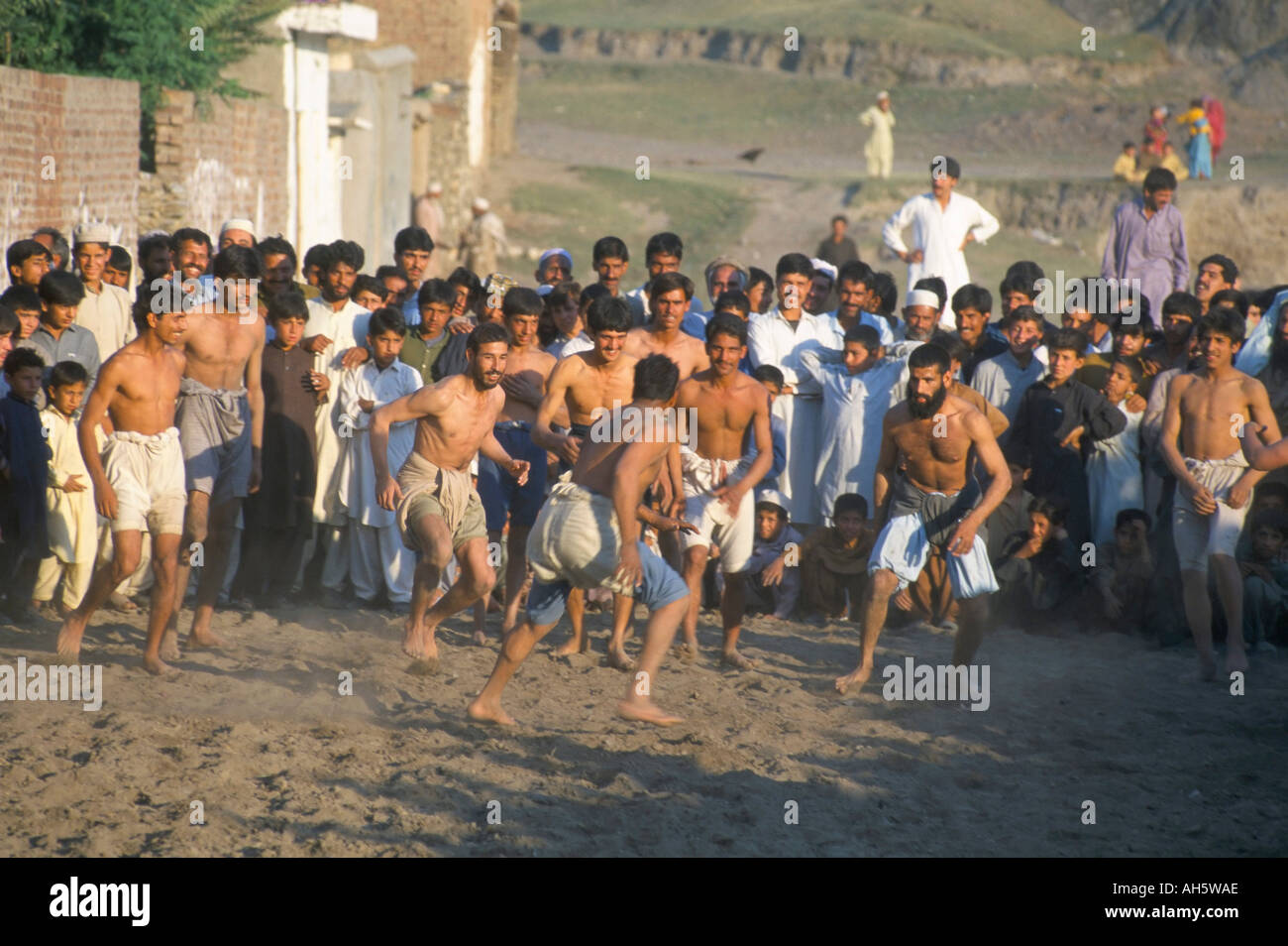 Kabaddi a kind of wrestling near Mingora Swat Valley Pakistan Asia Stock Photo