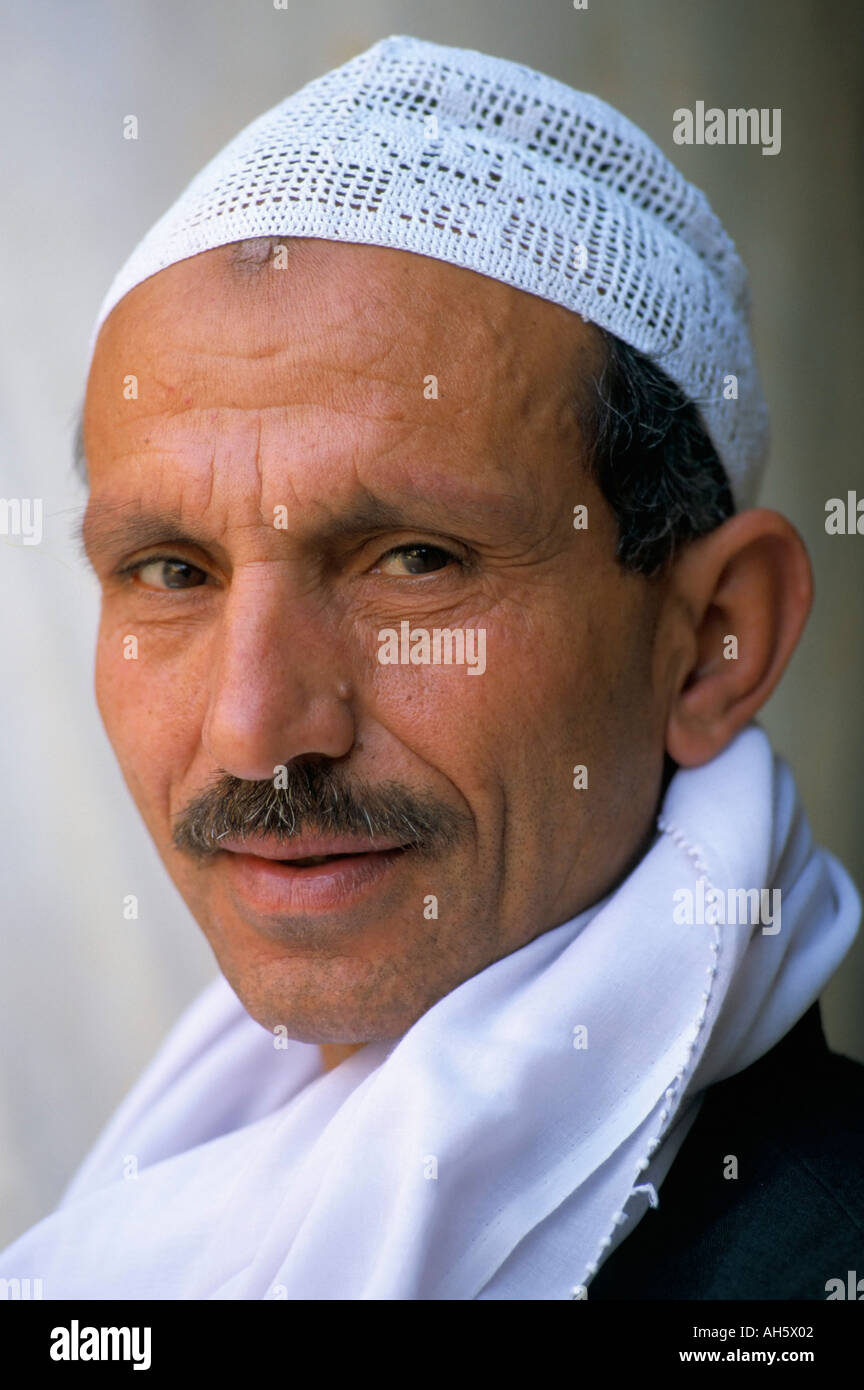 Portrait of the guardian of the Mosque of Sultan al Nasir Citadel Cairo Egypt North Africa Africa Stock Photo
