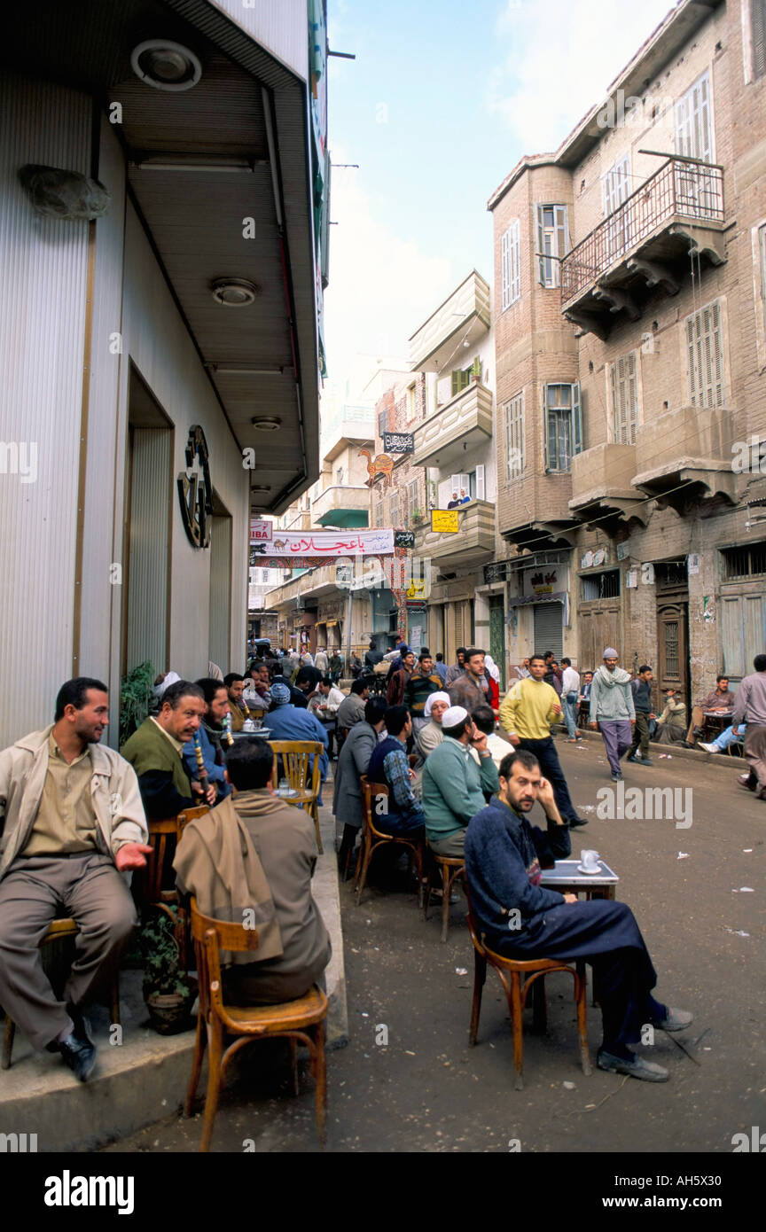 Corner coffee shop back streets Rosetta Delta area Egypt North Africa Africa Stock Photo
