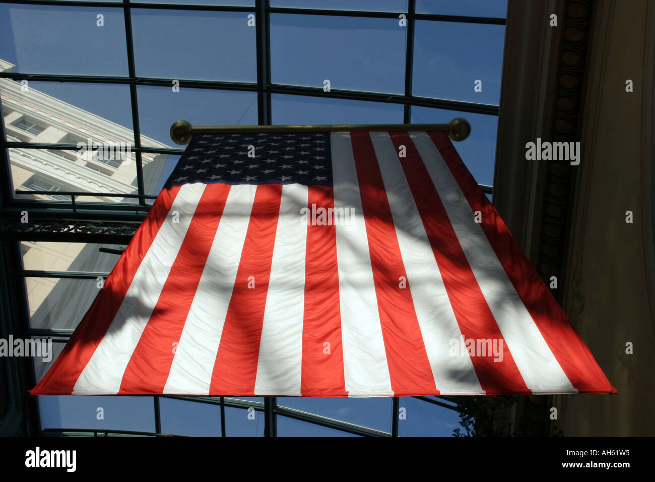 The American flag hanging in the Bellagio Hotel and Casino in Las Vegas, Nevada Stock Photo
