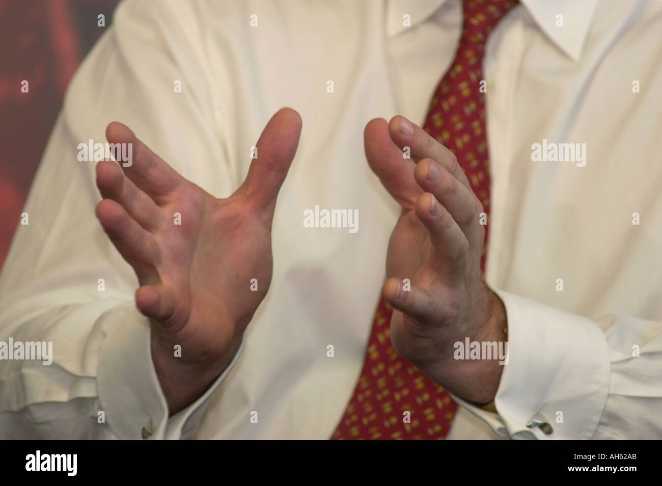 Hand gestures from Prime Minister Tony Blair while speaking at a