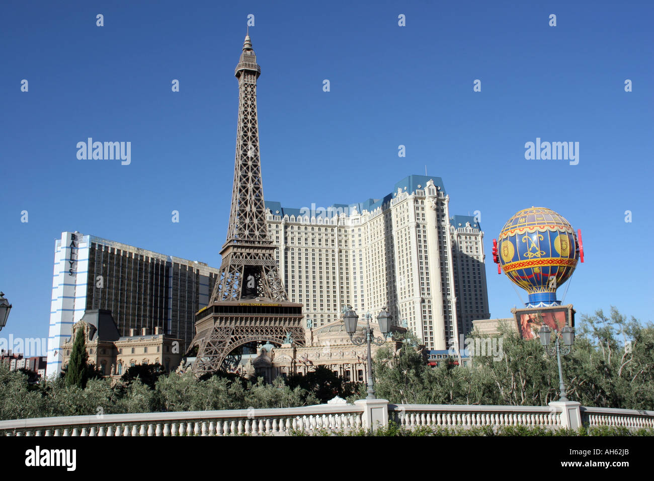 Las Vegas, Nevada - May 24, 2014 - Aerial view of Paris, Las Vegas, a  luxury resort and casino on Las Vegas Strip. The hotel has Paris theme  including Eiffel Tower and