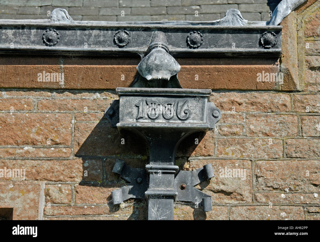 Ornate lead rainwater goods dated 1886 , Church of Saint Cuthbert ...