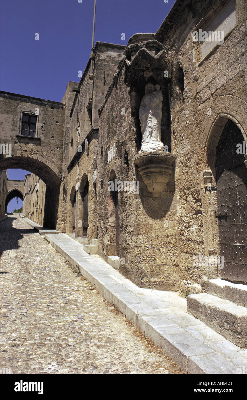 A street in Rhodes, stronghold of the Christian knights Stock Photo