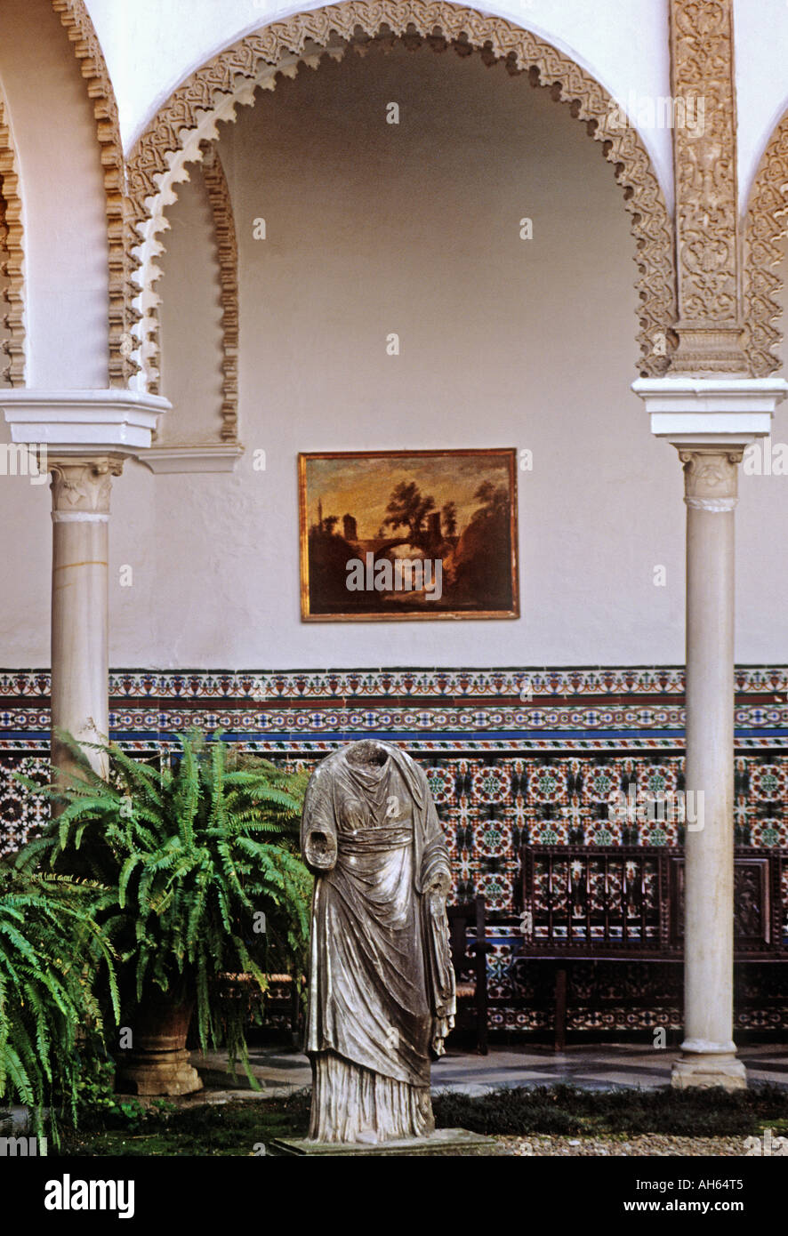 sevillian patio in the street guzman el bueno seville andalusia spain Stock Photo