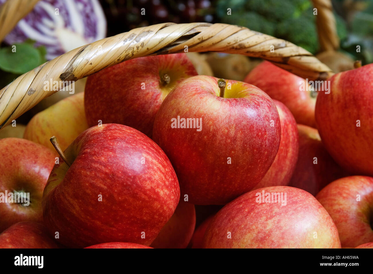 apple basket coming from cultivation of ecological agriculture Stock Photo