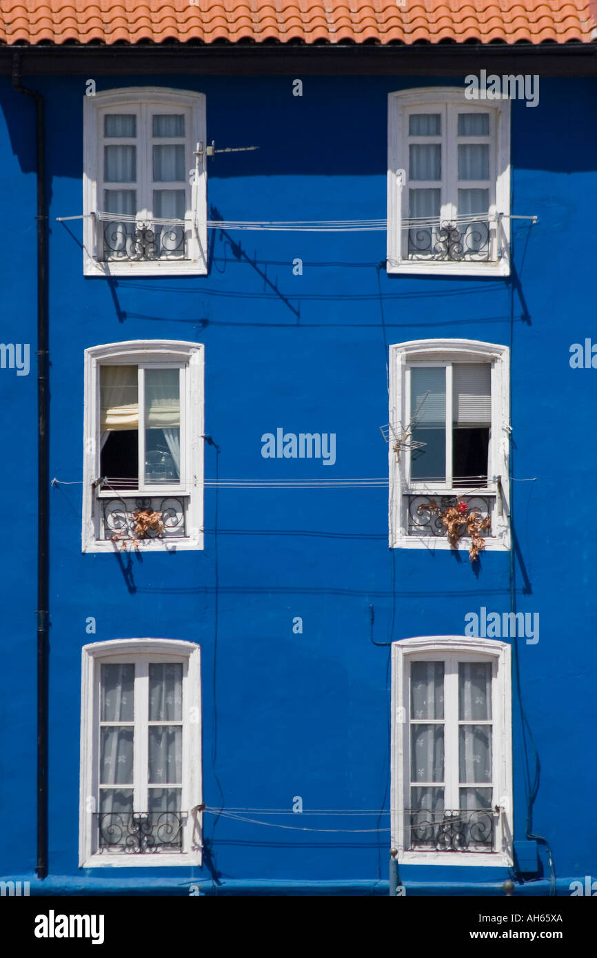 facade of old houses of fishermen in the fishing district santander cantabria spain Stock Photo