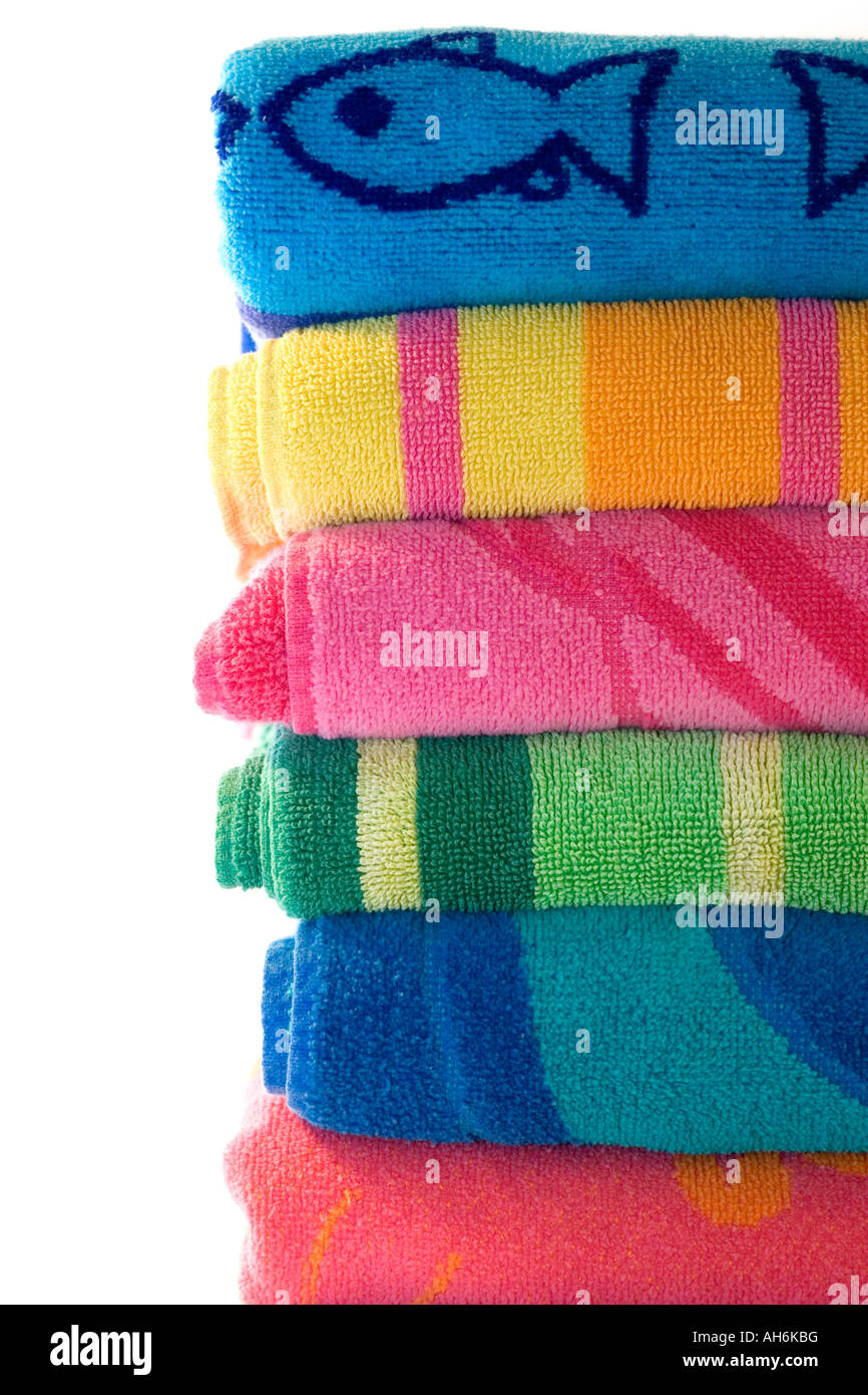 Summer abstract of stacked beach towels Stock Photo Alamy