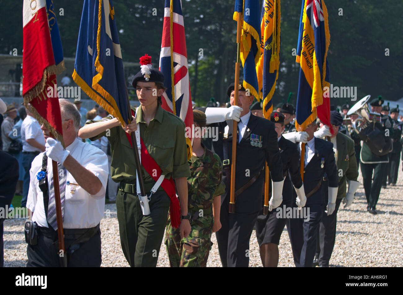Standard bearers at the 90th anniversary commemoration of the Battle of