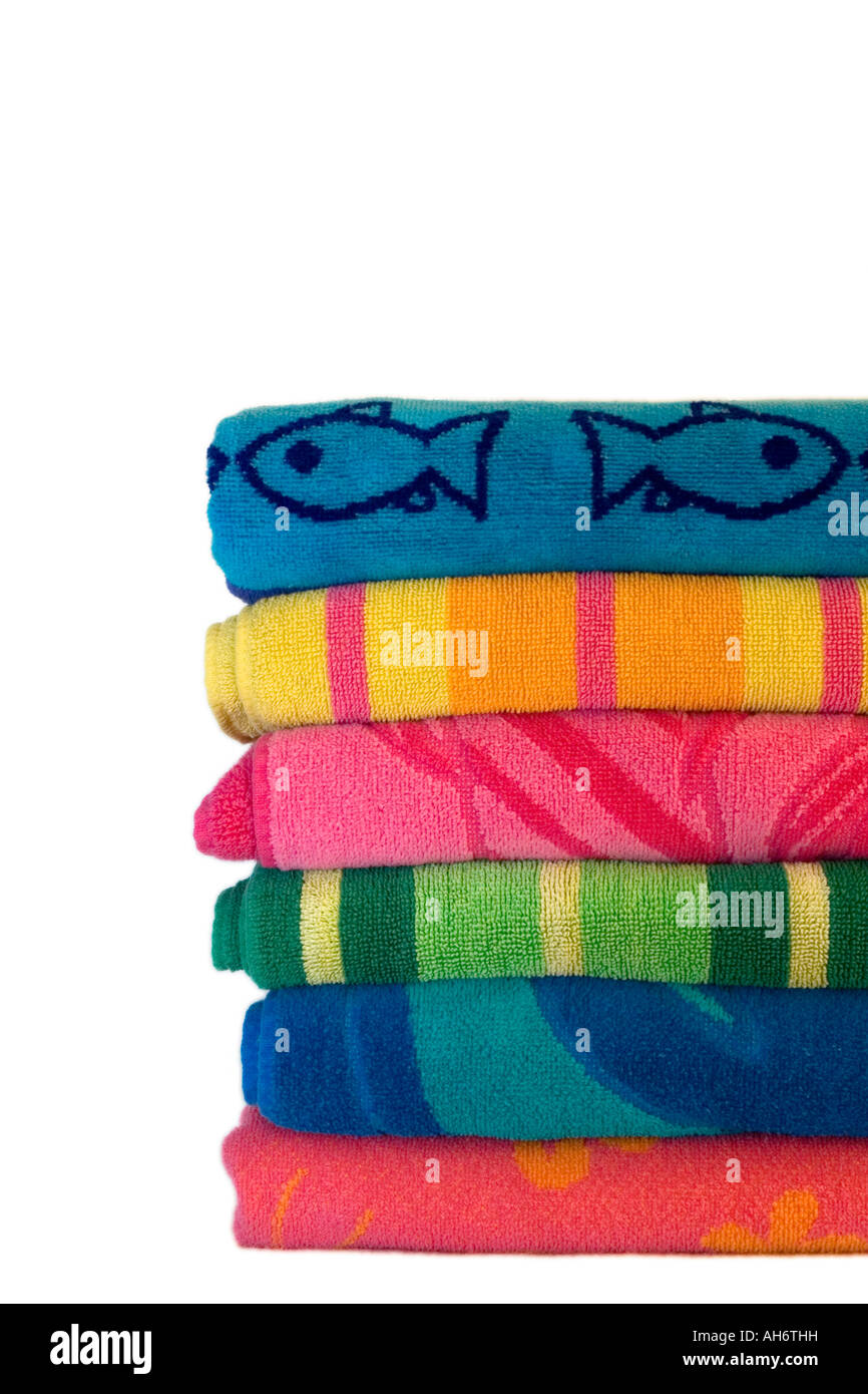 Summer abstract of stacked beach towels Stock Photo Alamy