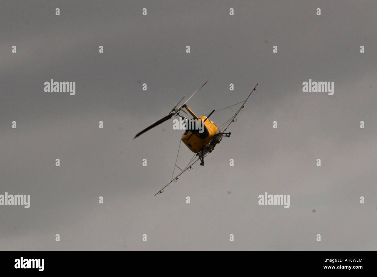 Helicopter spraying for mosquito control Brisbane, Australia Stock